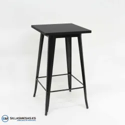 Mesa alta Tolix negra de acero y madera para interior