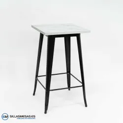 Mesa alta Tolix negra de acero y madera para interior