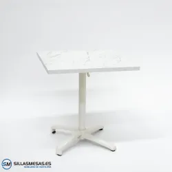Mesa abatible interior Cromo con pie blanco: minimalista