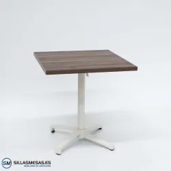 Mesa abatible interior Cromo con pie blanco: minimalista