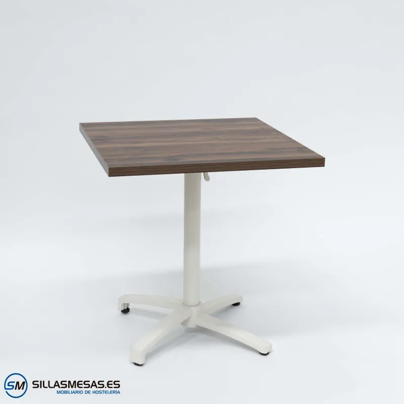 Mesa abatible interior Cromo con pie blanco: minimalista