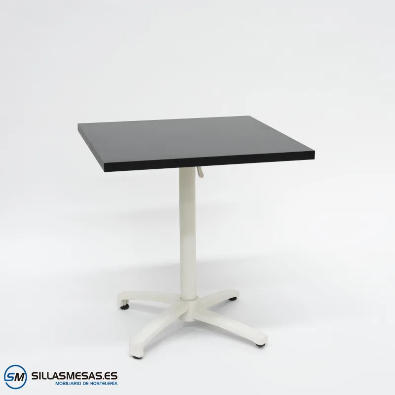 Mesa abatible interior Cromo con pie blanco: minimalista