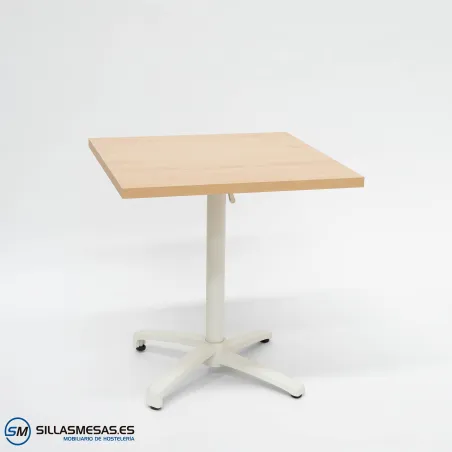 Mesa abatible interior Cromo con pie blanco: minimalista