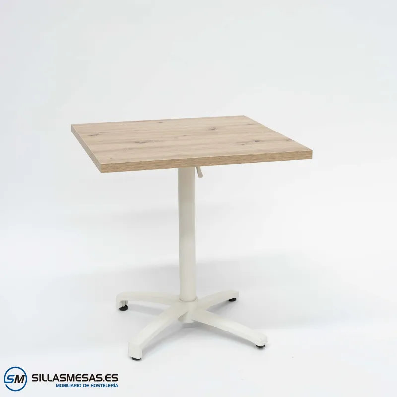 Mesa abatible interior Cromo con pie blanco: minimalista