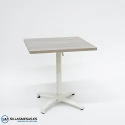 Mesa abatible interior Cromo con pie blanco: minimalista