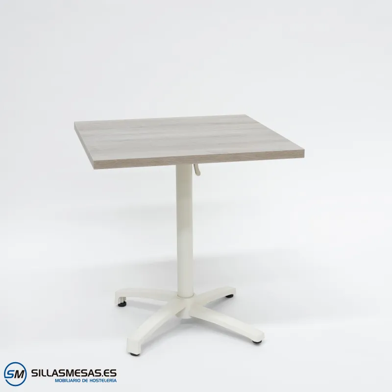 Mesa abatible interior Cromo con pie blanco: minimalista