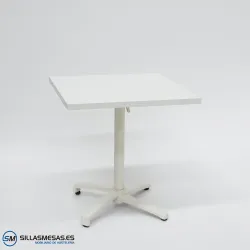 Mesa abatible interior Cromo con pie blanco: minimalista