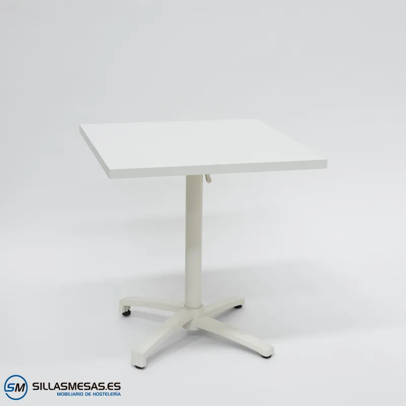 Mesa abatible interior Cromo con pie blanco: minimalista