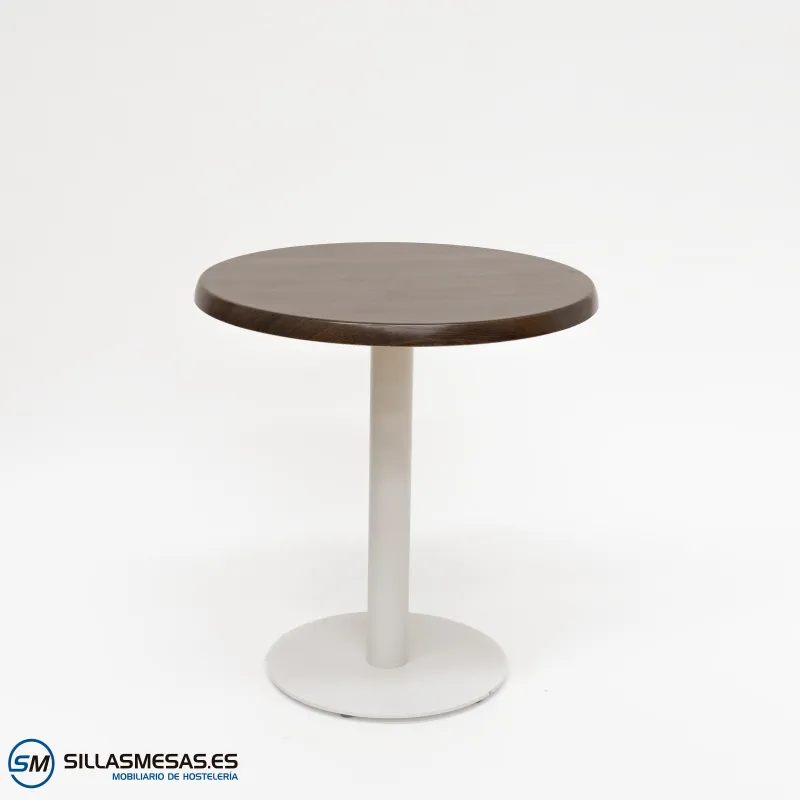 MESA ABRIL REDONDA EXTERIOR pie blanco