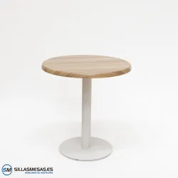 MESA ABRIL REDONDA EXTERIOR pie blanco