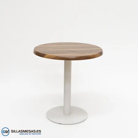 MESA ABRIL REDONDA EXTERIOR pie blanco