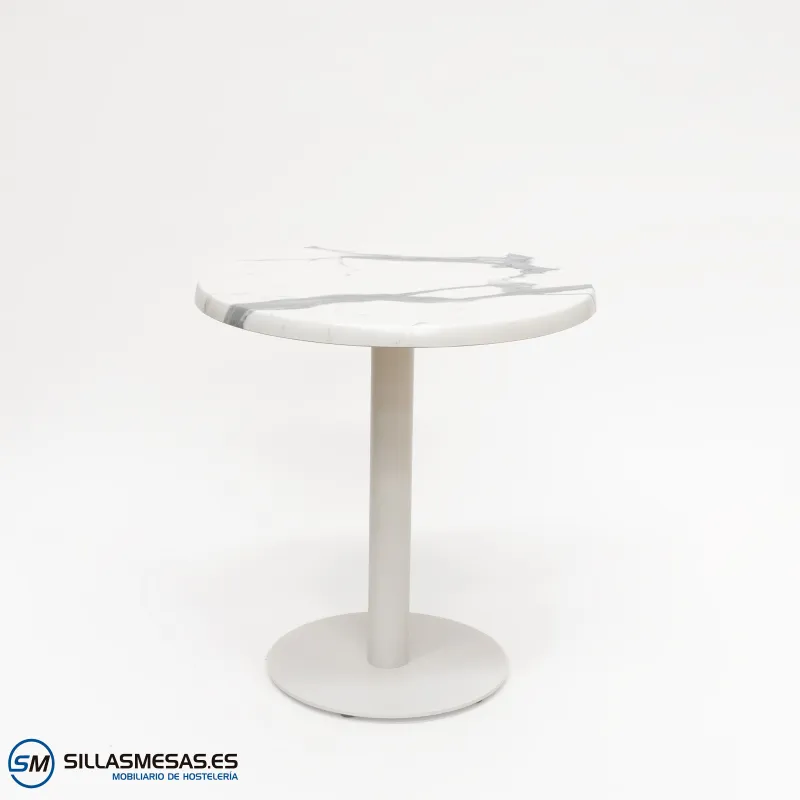 MESA ABRIL REDONDA EXTERIOR pie blanco