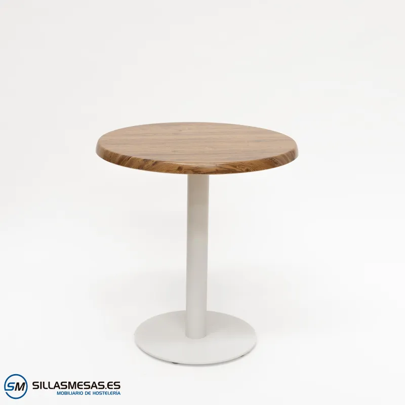 MESA ABRIL REDONDA EXTERIOR pie blanco