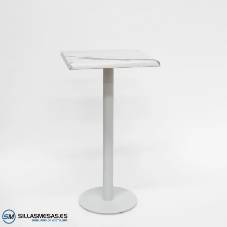 MESA ALTA ABRIL CUADRADA EXTERIOR pie blanco