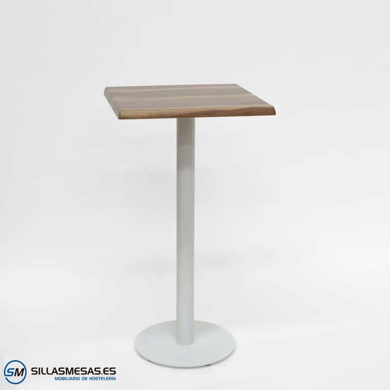 MESA ALTA ABRIL CUADRADA EXTERIOR pie blanco