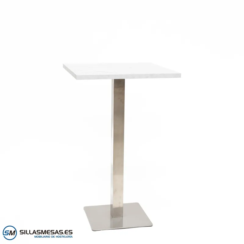 Mesa alta Noel inox interior: base 43x43 cm resistente