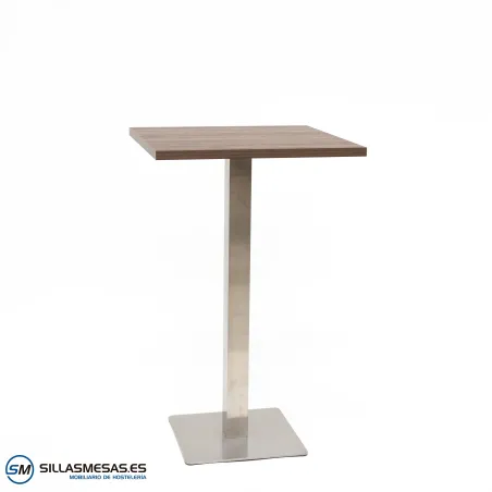 Mesa alta Noel inox interior: base 43x43 cm resistente
