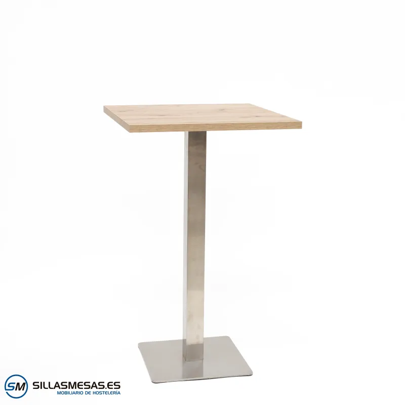 Mesa alta Noel inox interior: base 43x43 cm resistente