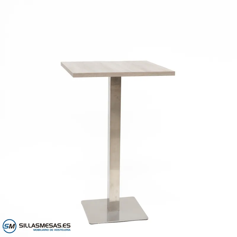 Mesa alta Noel inox interior: base 43x43 cm resistente