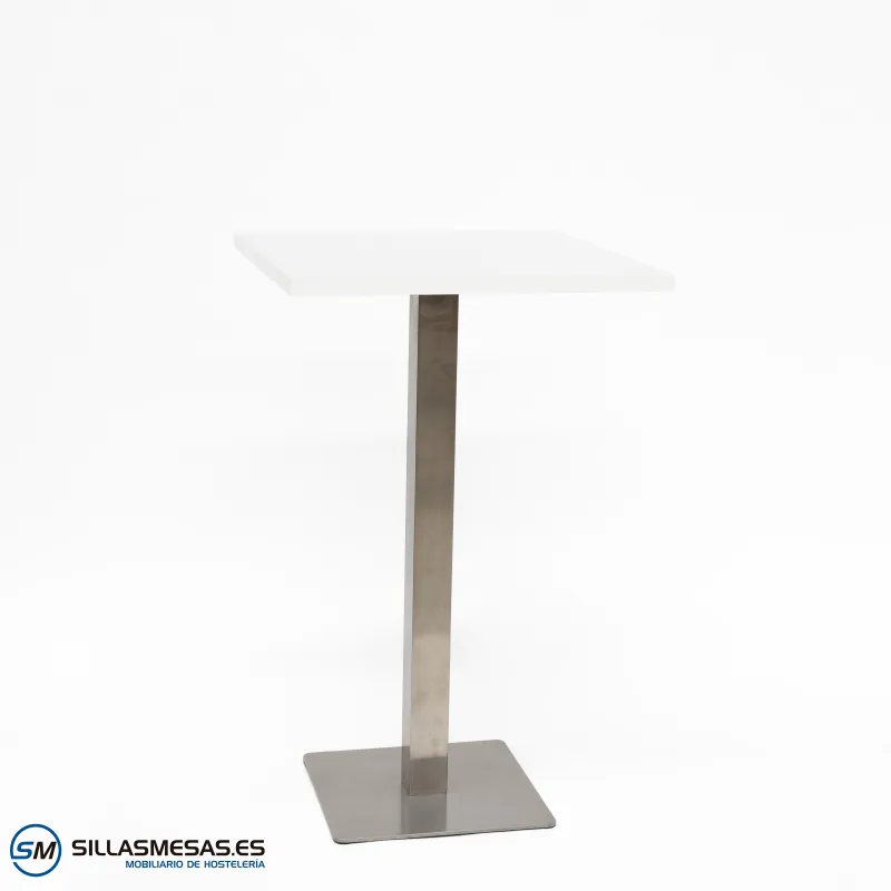 Mesa alta Noel inox interior: base 43x43 cm resistente
