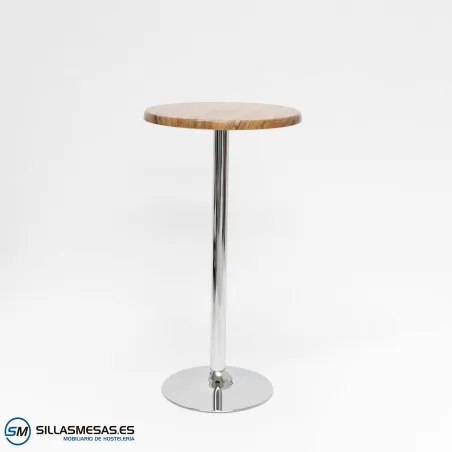 MESA ALTA F REDONDA EXTERIOR pie cromado