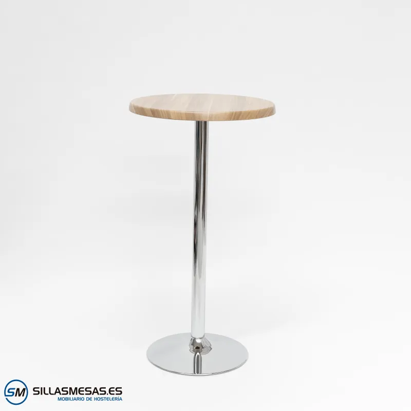 MESA ALTA F REDONDA EXTERIOR pie cromado