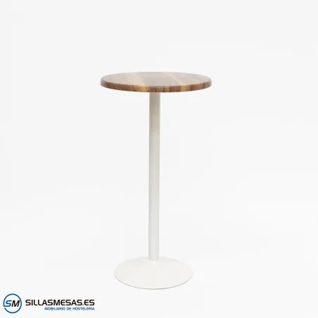 MESA ALTA F REDONDA EXTERIOR pie blanco
