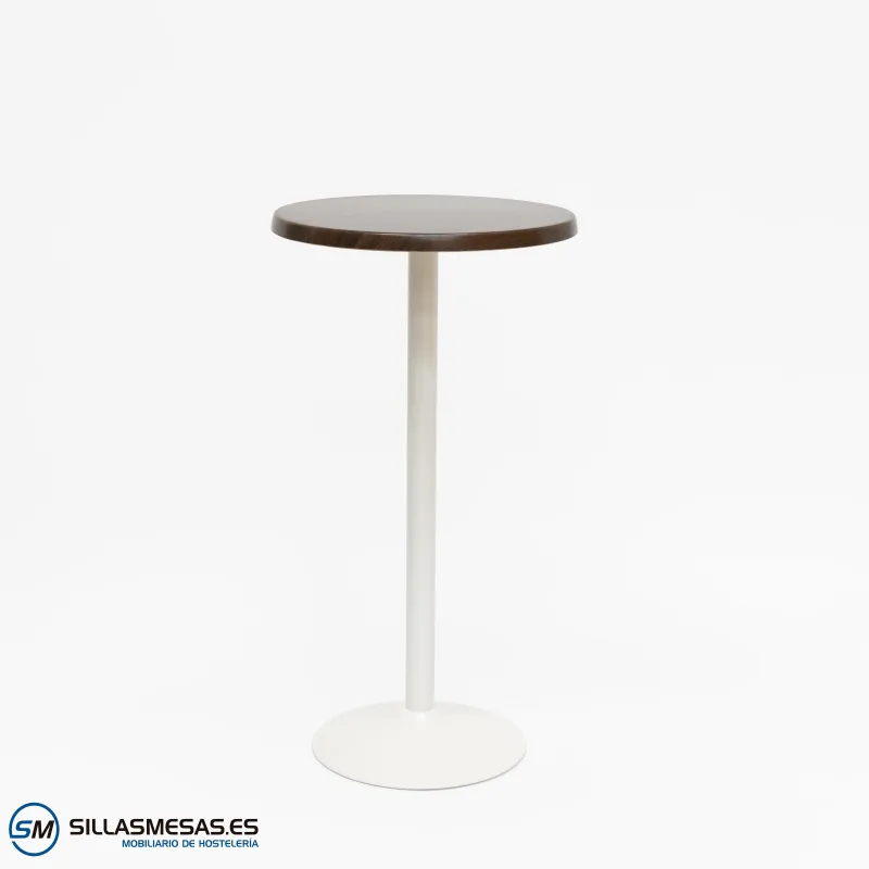 MESA ALTA F REDONDA EXTERIOR pie blanco