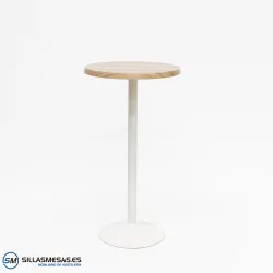 MESA ALTA F REDONDA EXTERIOR pie blanco