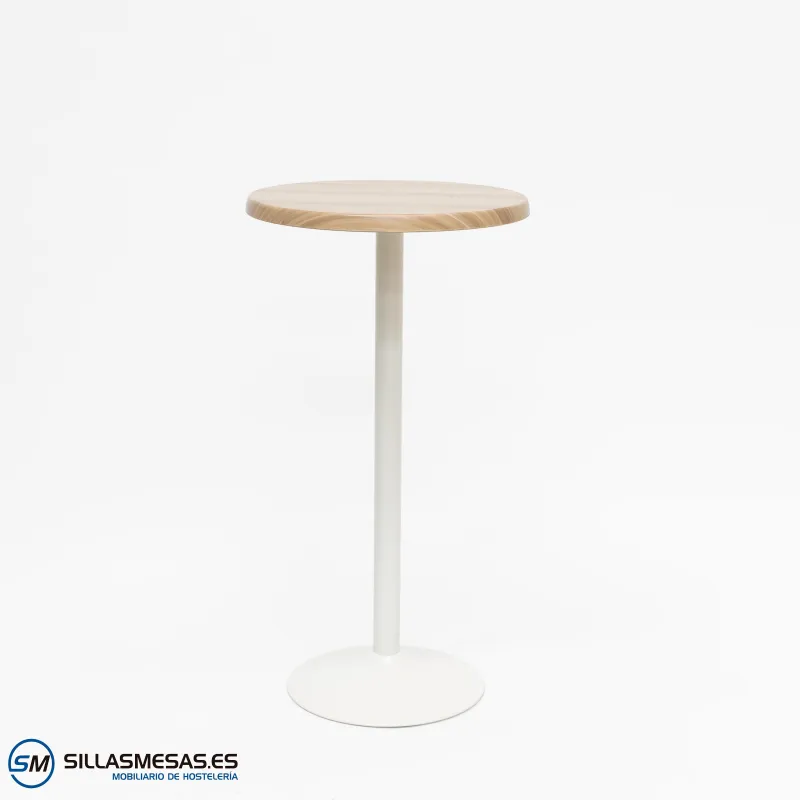 MESA ALTA F REDONDA EXTERIOR pie blanco