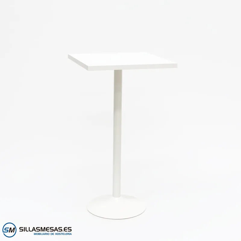 Mesa alta interior F con pie blanco: diseño sencillo
