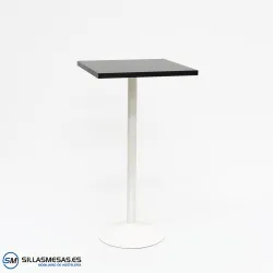 Mesa alta interior F con pie blanco: diseño sencillo