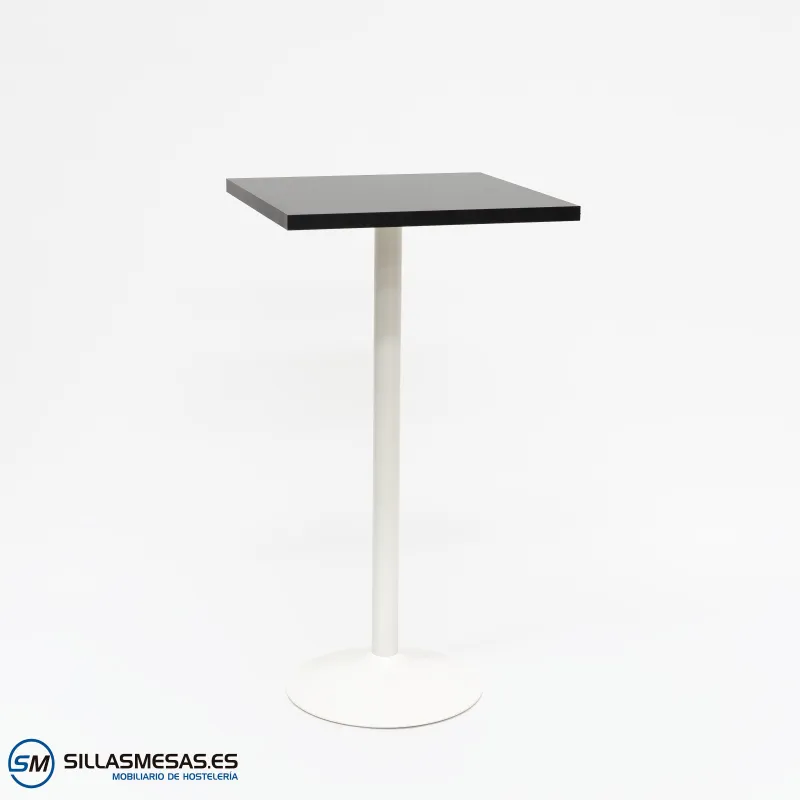 Mesa alta interior F con pie blanco: diseño sencillo