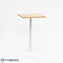 Mesa alta interior F con pie blanco: diseño sencillo