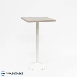 Mesa alta interior F con pie blanco: diseño sencillo