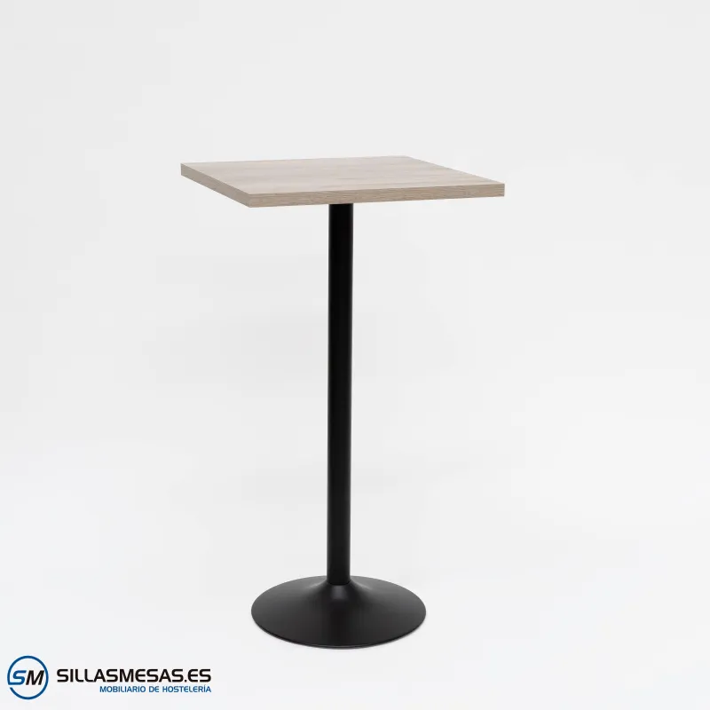 Mesa alta interior F con pie negro: diseño moderno