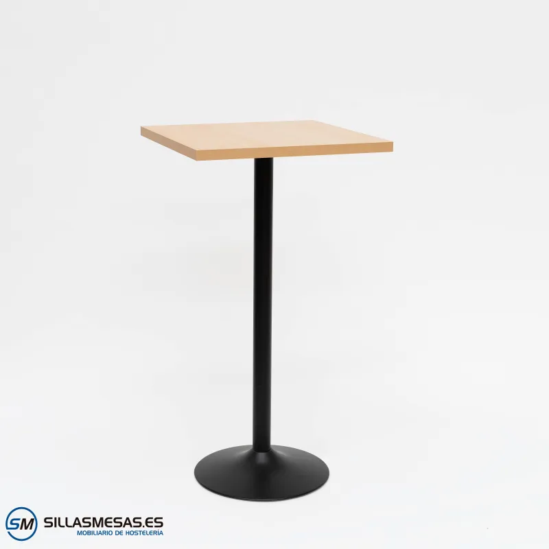 Mesa alta interior F con pie negro: diseño moderno