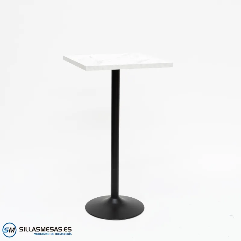 Mesa alta interior F con pie negro: diseño moderno