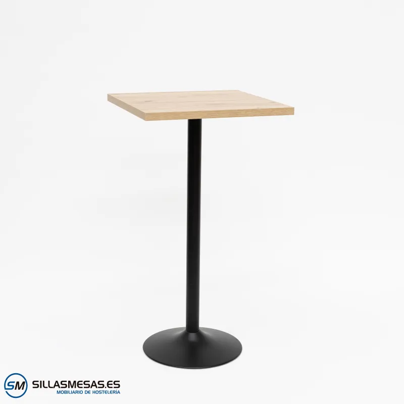 Mesa alta interior F con pie negro: diseño moderno