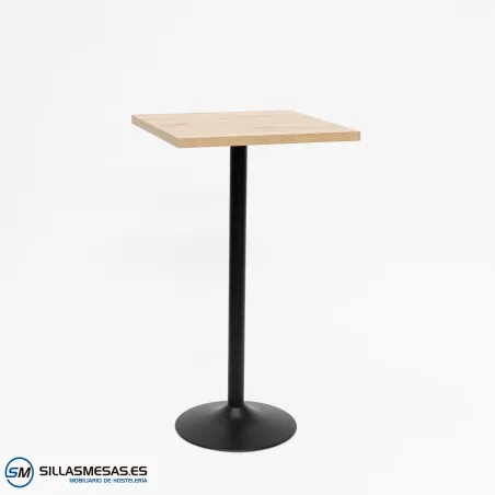 Mesa alta interior F con pie negro: diseño moderno