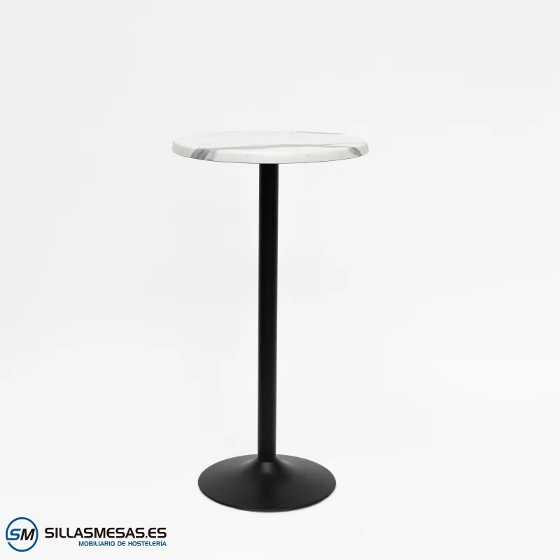 MESA ALTA ABRIL REDONDA EXTERIOR pie negro