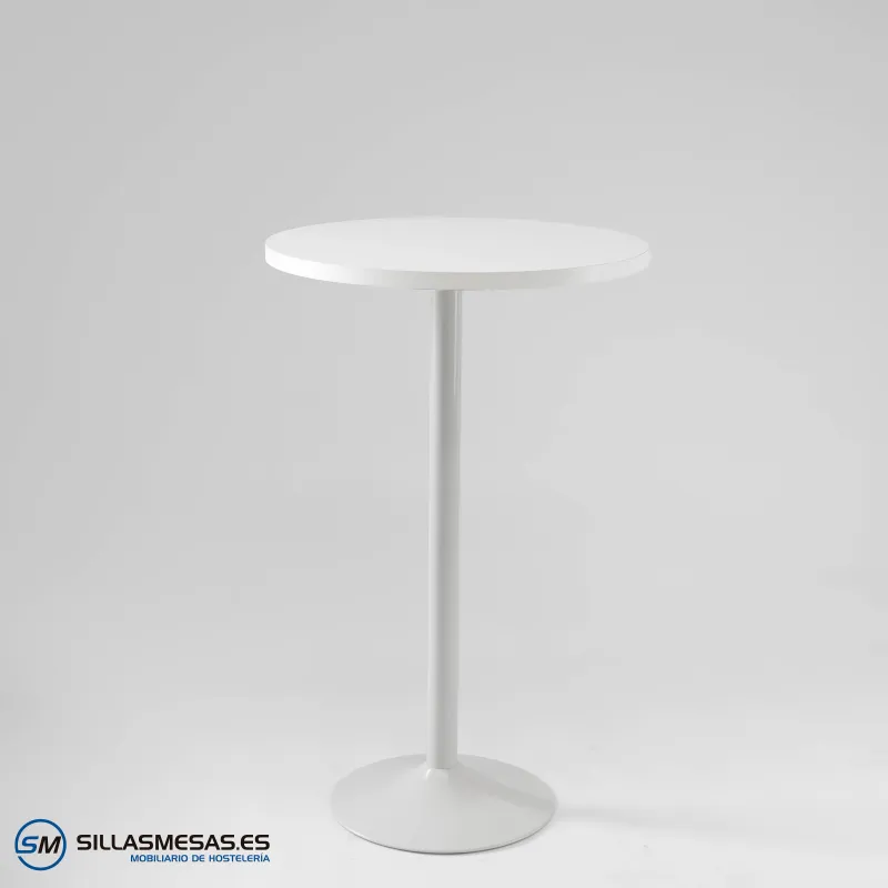 MESA ALTA F REDONDA INTERIOR pie blanco