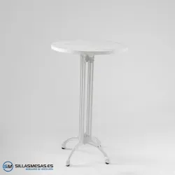 MESA ALTA VIENA REDONDA INTERIOR pie blanco