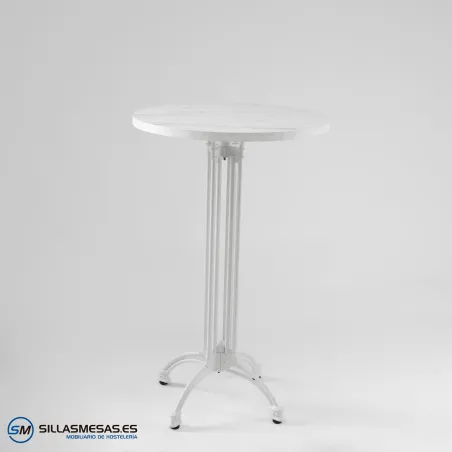 MESA ALTA VIENA REDONDA INTERIOR pie blanco