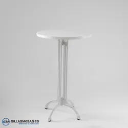 MESA ALTA VIENA REDONDA INTERIOR pie blanco