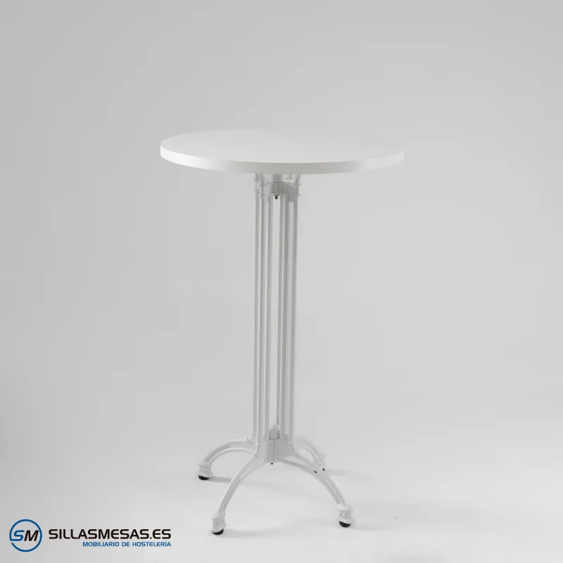 MESA ALTA VIENA REDONDA INTERIOR pie blanco