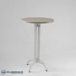 MESA ALTA VIENA REDONDA INTERIOR pie blanco