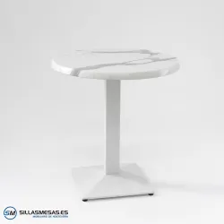 MESA DANIELA REDONDA EXTERIOR pie blanco