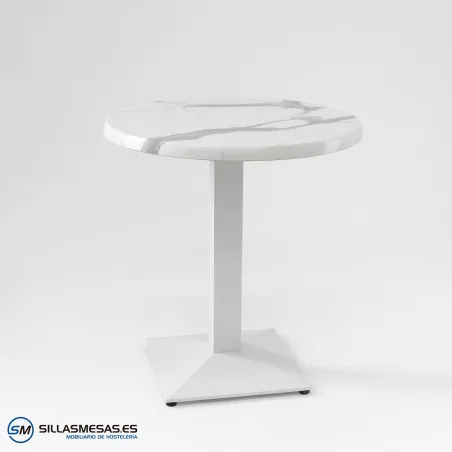 MESA DANIELA REDONDA EXTERIOR pie blanco