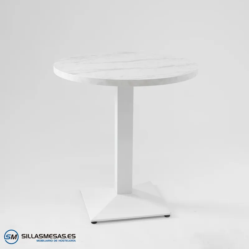 MESA DANIELA REDONDA INTERIOR pie blanco